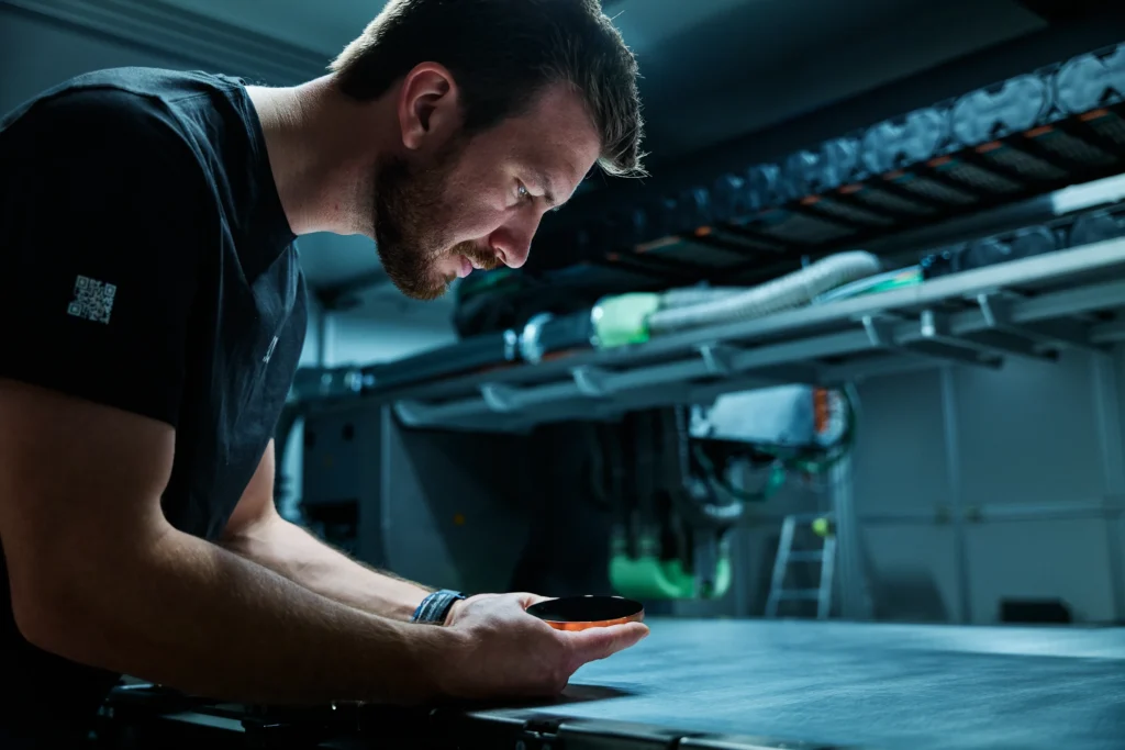 4JET engineer inspecting the processed aircraft surface