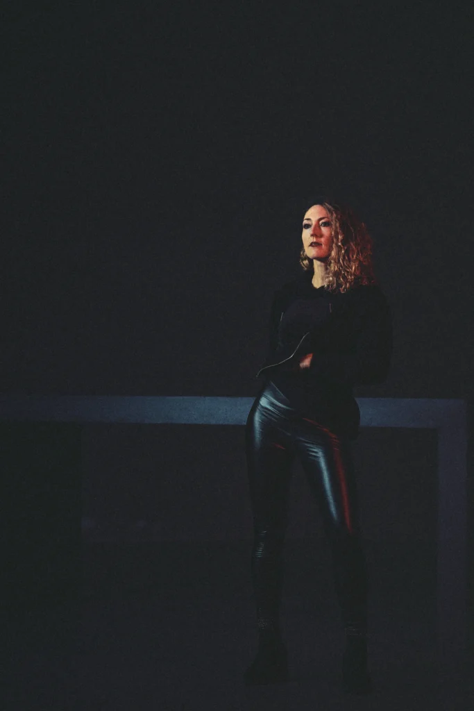 Flautist Sally Beck of Ensemble BRuCH in a fashion-inspired portrait at St. Peter Cologne