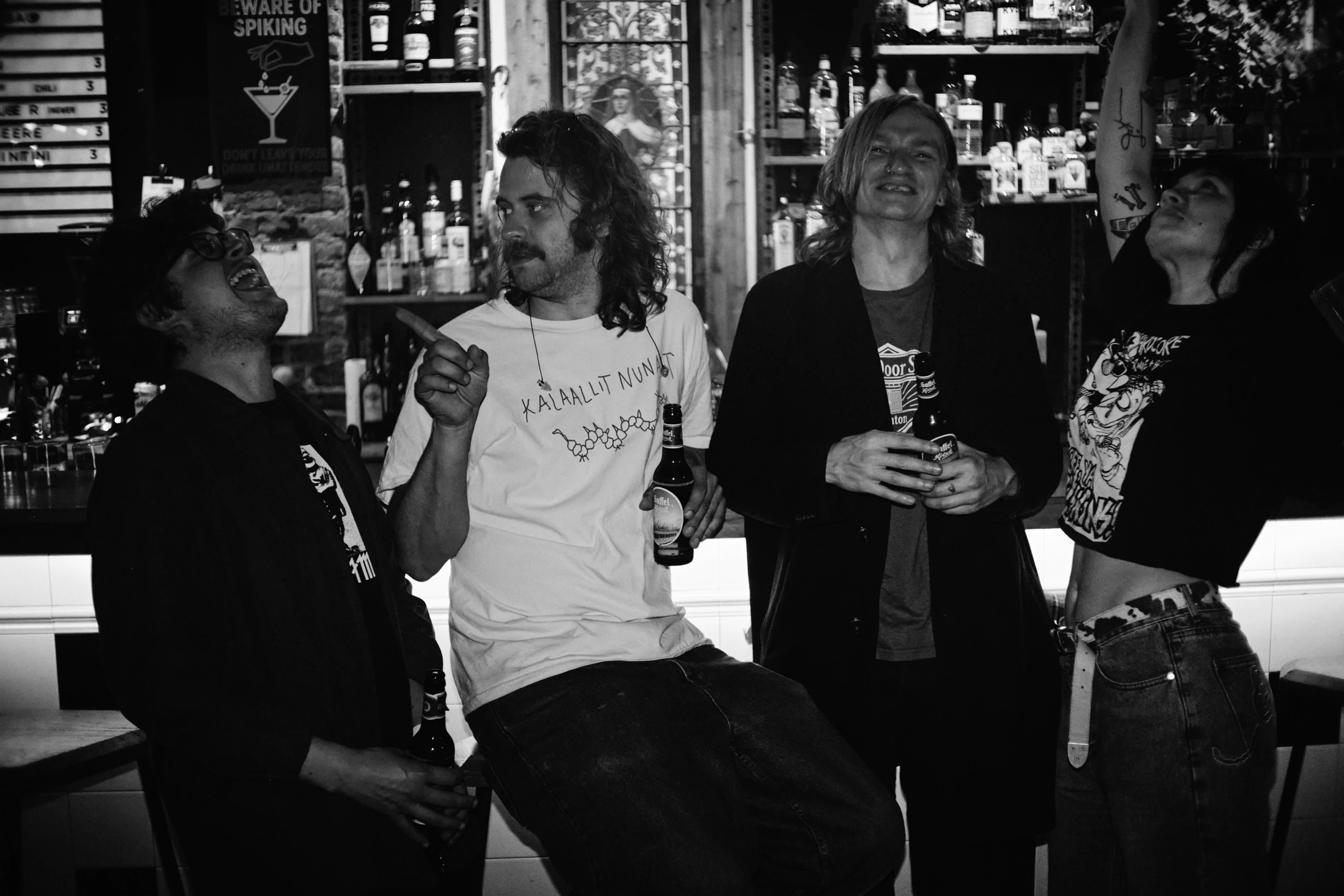 Members of SØWT gathered at the bar of Bumann & Sohn in Cologne on the evening of their concert.